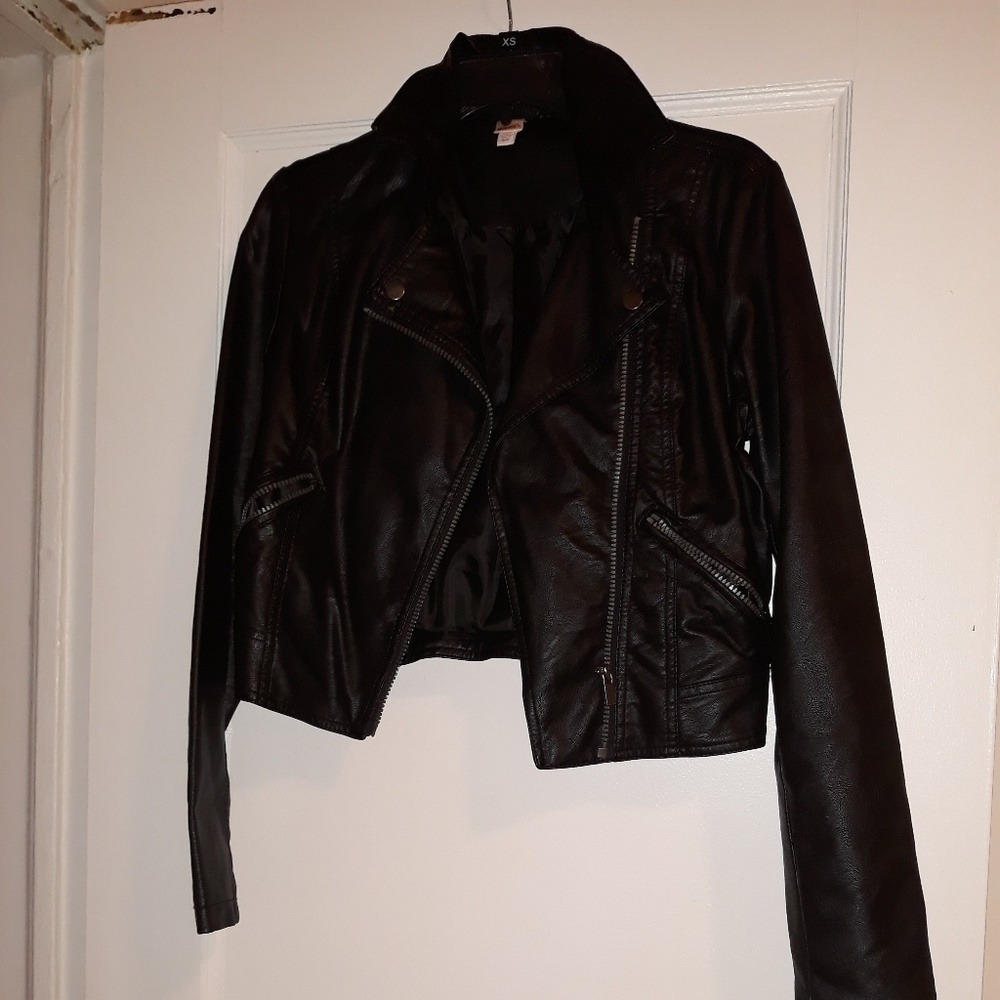 Black Leather-Feel jacket